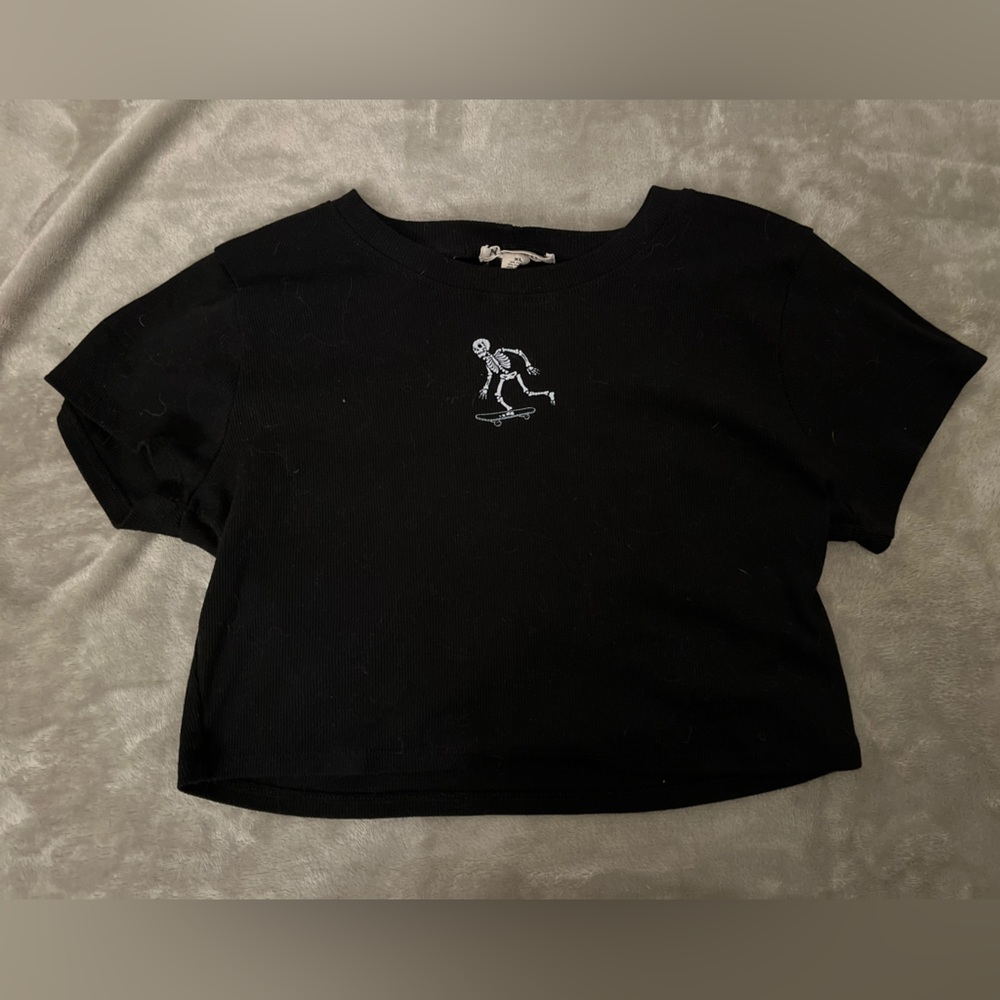 Black Skeleton Crop-top
